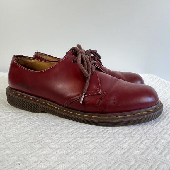 Vintage 1990’s Doc Martens Made In England Oxblood Oxford Shoes Men's 11 Red 6 H - Picture 1 of 14